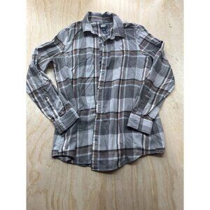 Lands’ End M (10-12) Flannel Grey Button Up Women’s Super Soft Long Sleeve Warm